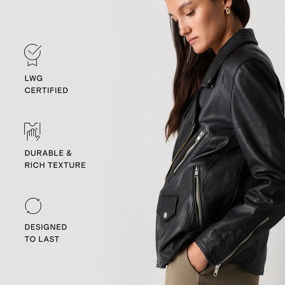 Quince 100% Leather Oversized Biker Jacket - XS - Picture 3 of 9